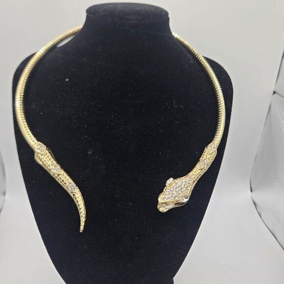 Thalia Sodi Necklace Choker Gold Tone snake Serpent Crystals - Picture 8 of 10